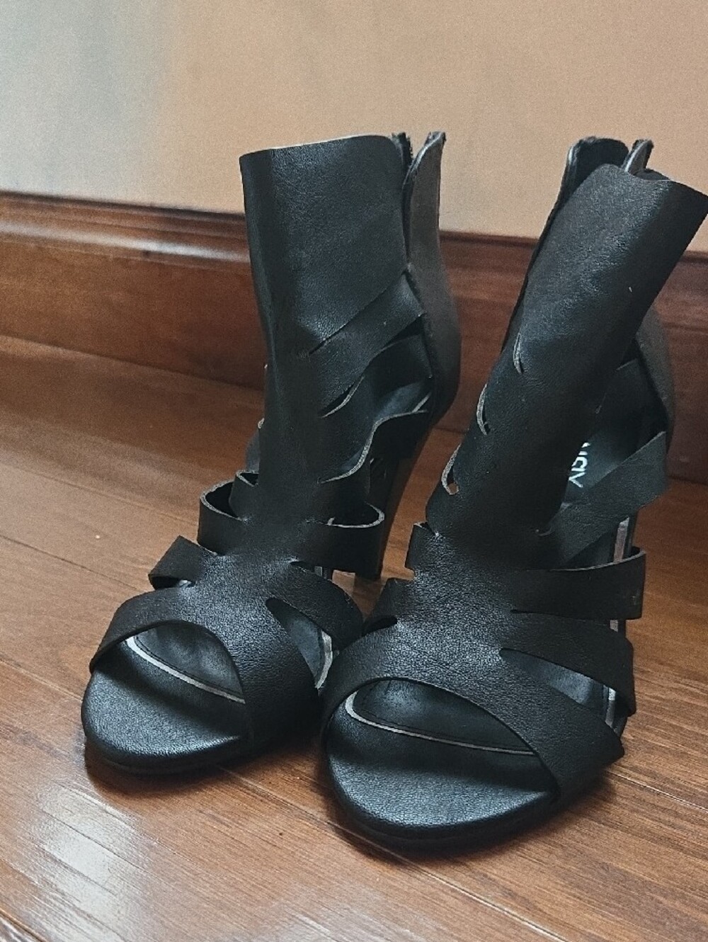 Black Strappy High Heel Sandals - Women's Fashion Heels